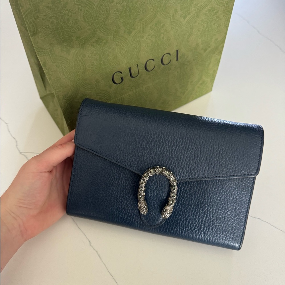 Gucci Dionysus Blue Leather Bag